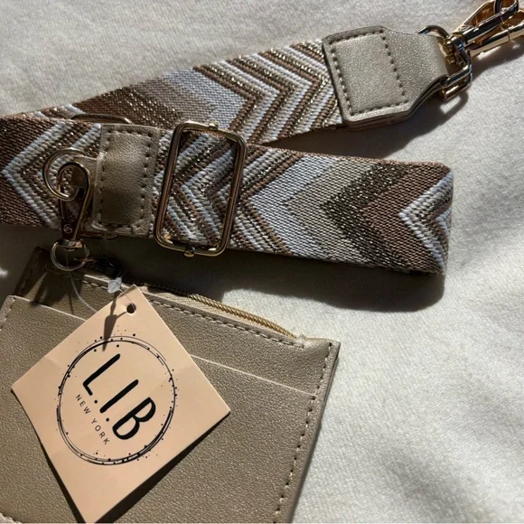 Tan and Brown Chevron Strap with Card Holder - Picture 2 of 7